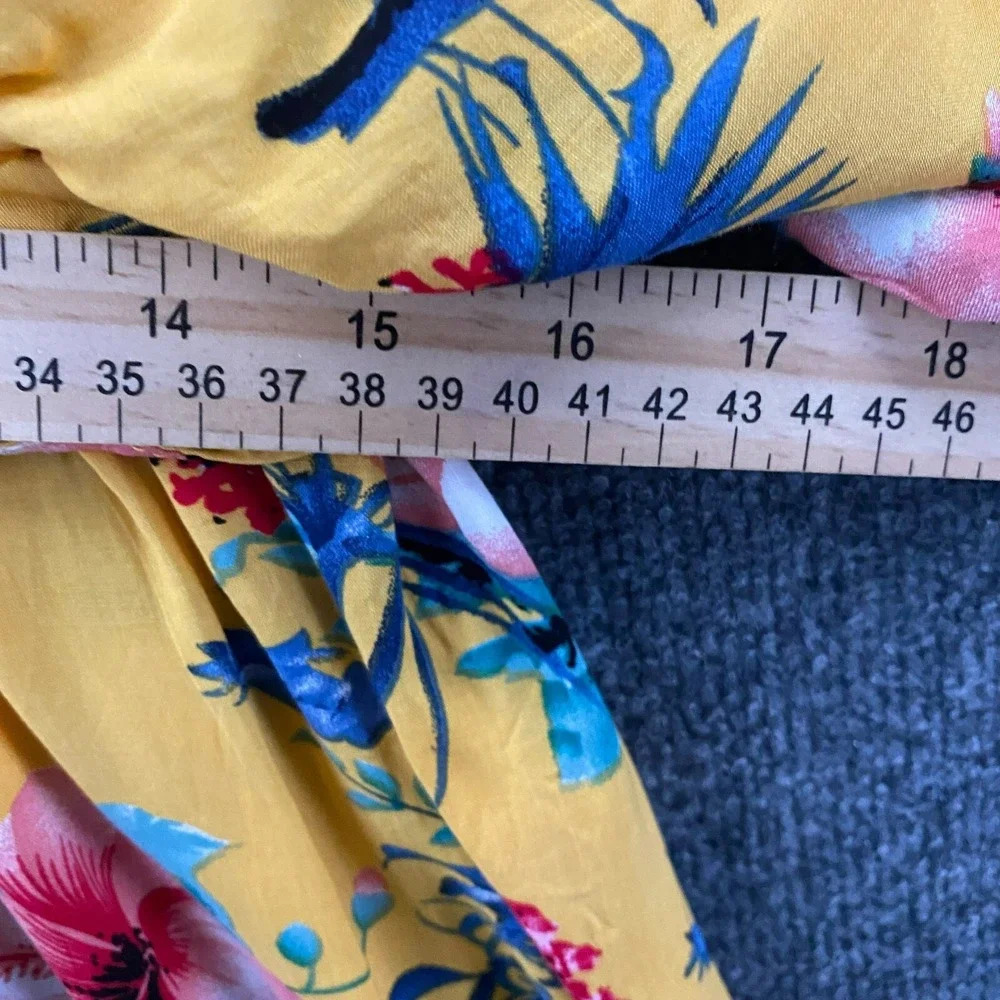 UMGEE Dress‎ Small Yellow Floral V-Neck Dolman Sleeves Peasant Beachy Festival